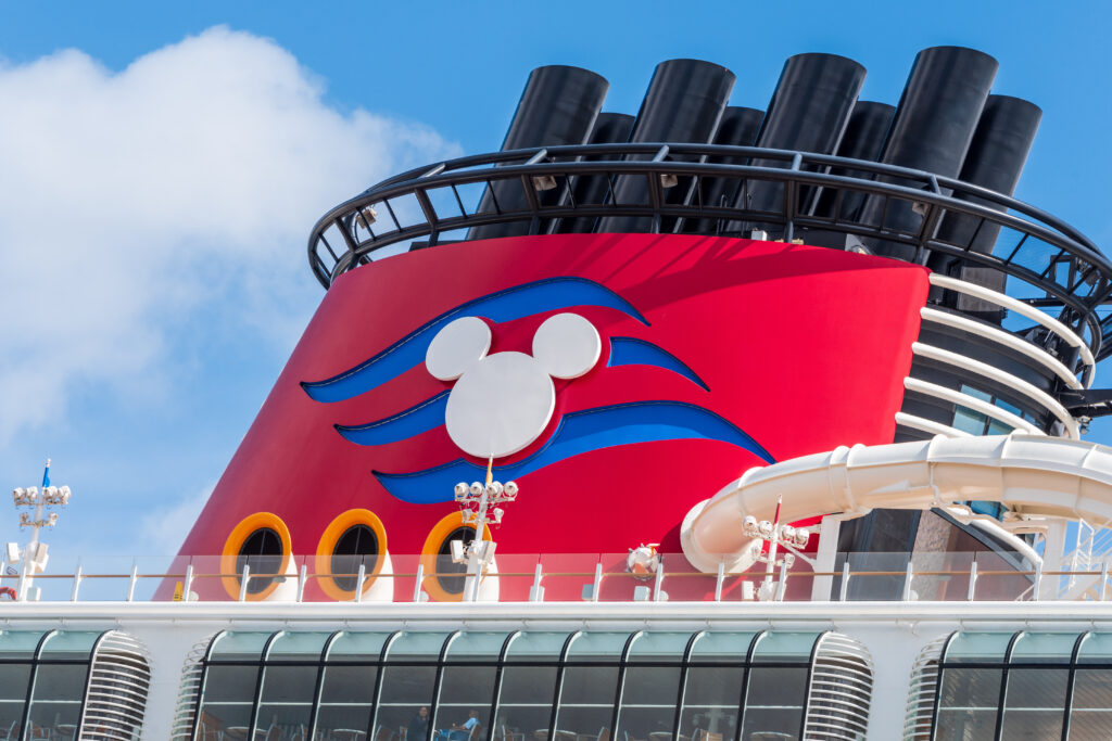 Disney Alaska cruise ship funnel with iconic Mickey Mouse logo